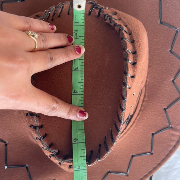 Bundle It!Suede Fabric Cowboy Hat Retro Rancher Hat Wide Brim Hat Sun Protection - Picture 5 of 6